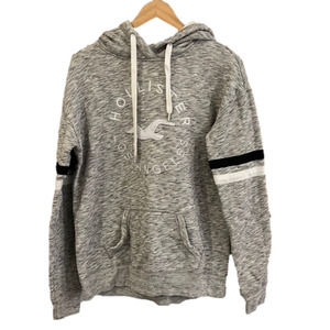 Hollister Heather Gray Hoodie with Stripe Detail